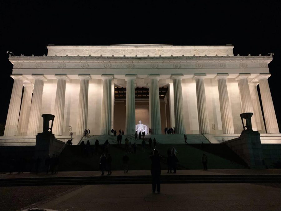 The Lincoln Memorial stands guard over Washington D.C. every night. Many remember President Lincoln for the abolition of slavery.