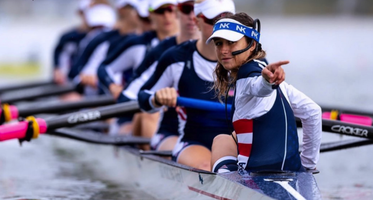 Hannah Broadland leads the San Diego Crew Classic as the coxswain.