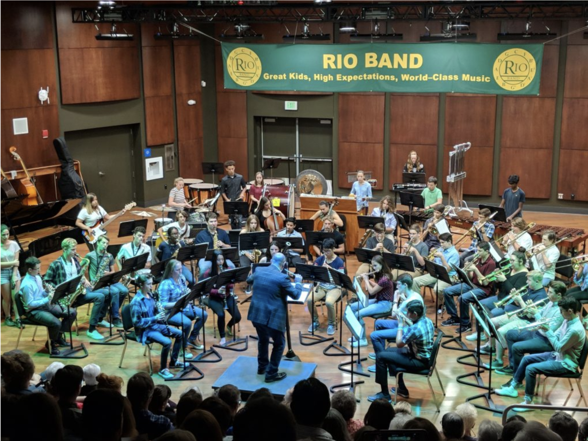 Josh Murray directs a Rio Americano band. Murray has been selected as California jazz teacher of the year. 