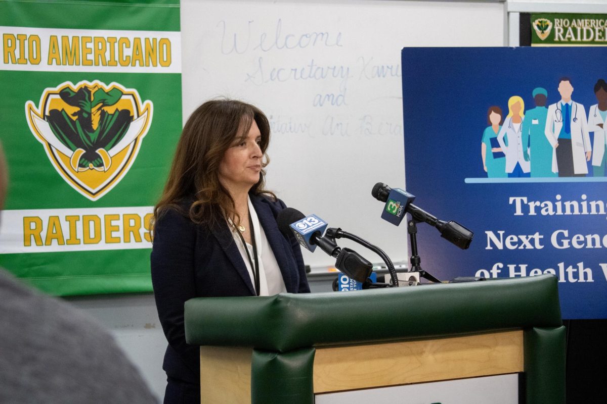 HHS Secretary Xavier Becerra and US Rep. Ami Bera visit Rio Americano High School Medical Careers Program on April 8, 2024.