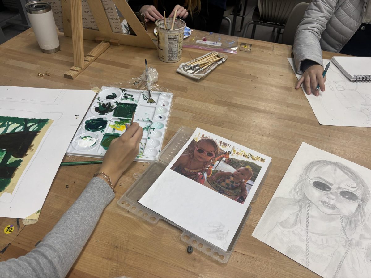 Students paint in AP Art.