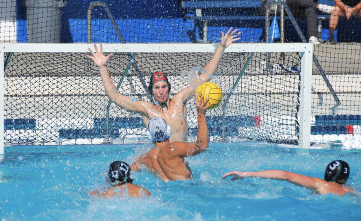 Harper Gardner (12) plays goalie for the Raiders at the American River College water polo tournament on Oct. 12.