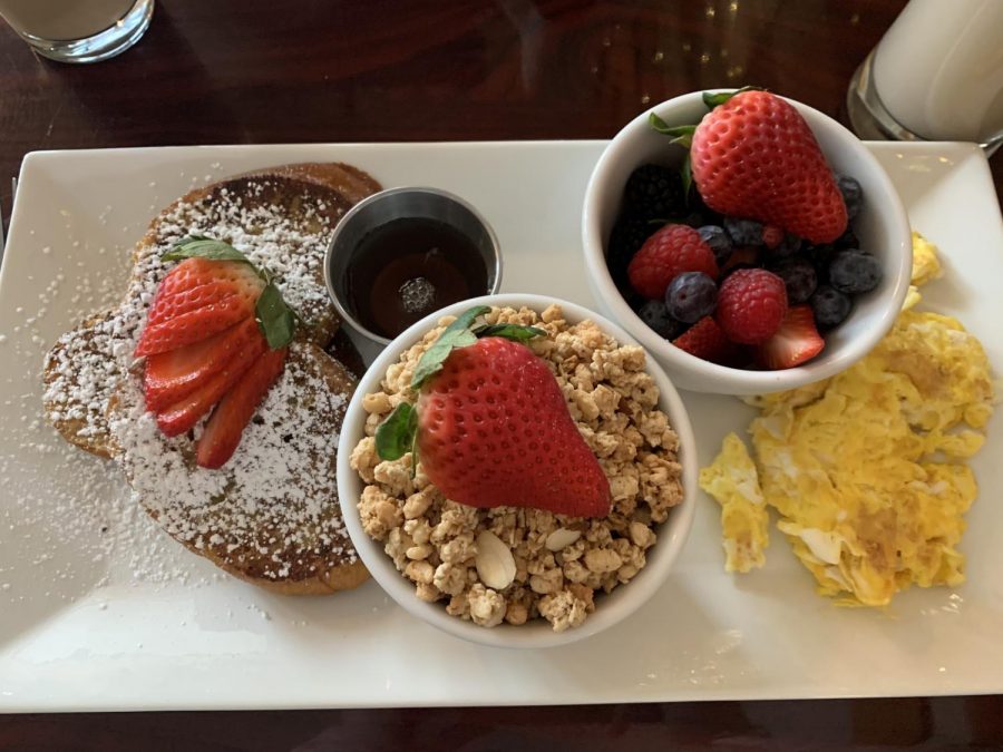 The French toast is presented beautifully, including sides of yogurt and granola and seasonal fresh fruit. Considering the generous portions, the prices are very reasonable with entrees averaging $10-12.