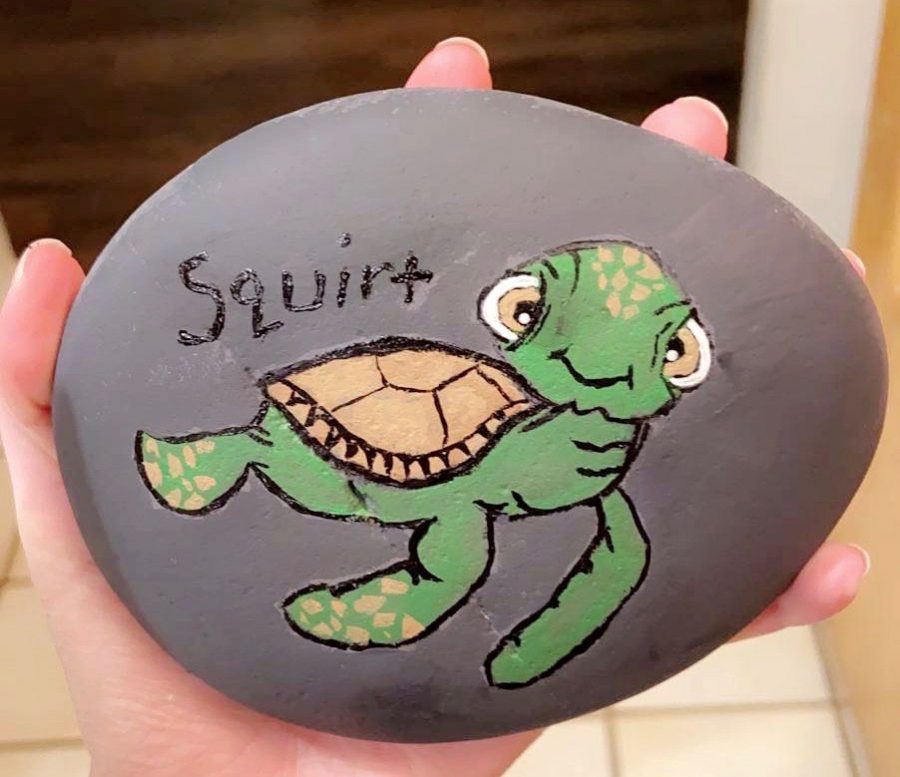 The beloved baby turtle Squirt featured in Finding Nemo can make just about anyone smile, even in these hard times. Photo provided by Allison Meier. 