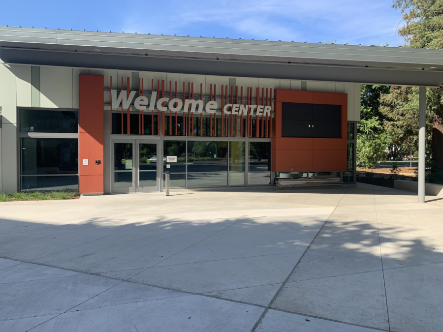 Usually busy, the California State University, Sacramento Welcome Center is empty.